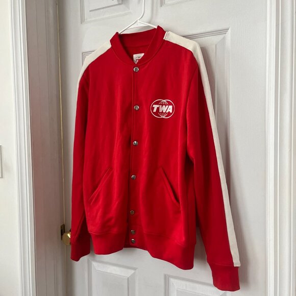 TWA Tracksuit Jacket in Red and White, Size M - Picture 4 of 13